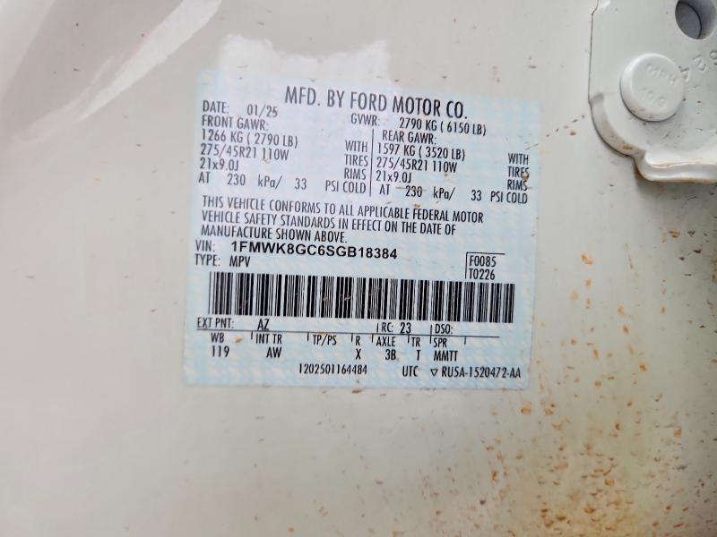 77505335 :رقم المزاد ، 1FMWK8GC6SGB18384 vin ، 2025 Ford Explorer مزاد بيع