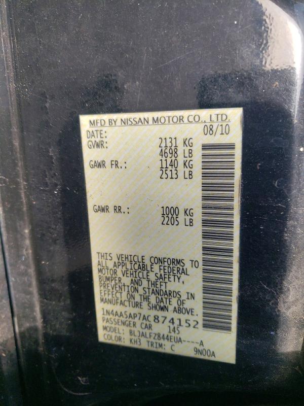 77662755 :رقم المزاد ، 1N4AA5AP7AC874152 vin ، 2010 Nissan Maxima مزاد بيع