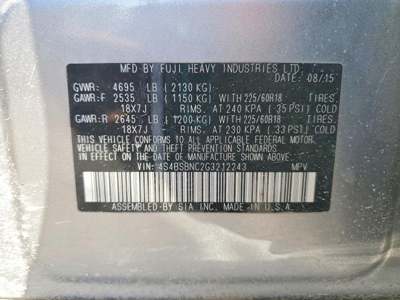Продаж на аукціоні авто 2016 Subaru Outback, vin: 4S4BSBNC2G3212243, номер лоту: 76241495