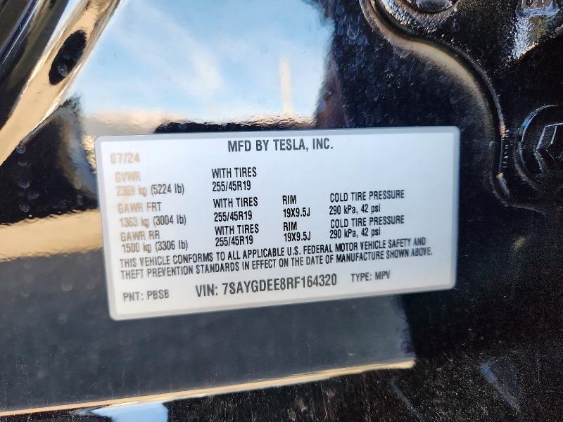 Продажа на аукционе авто 2024 Tesla Model Y, vin: 7SAYGDEE8RF164320, номер лота: 79035955