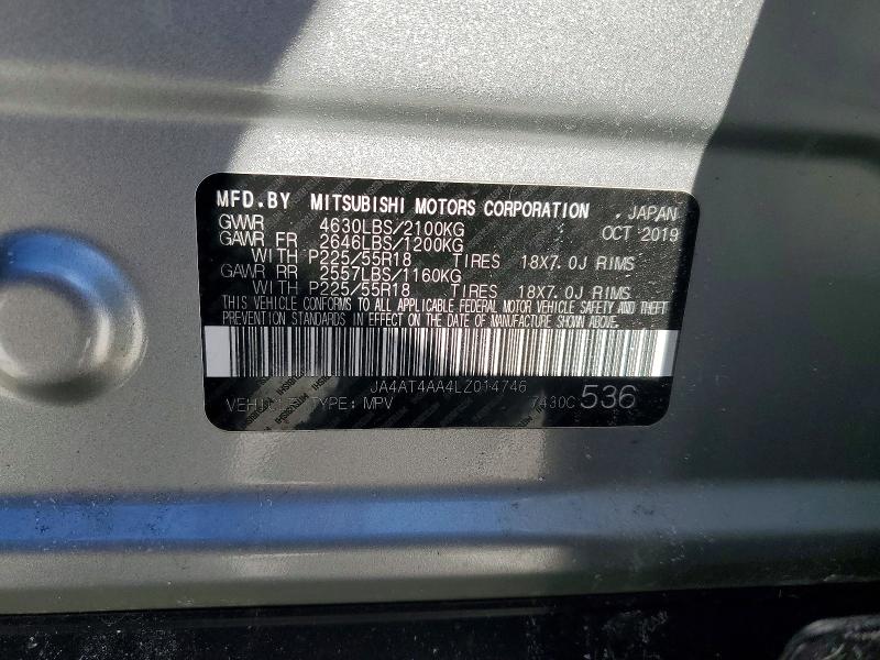 Продаж на аукціоні авто 2020 Mitsubishi Eclipse Cross, vin: JA4AT4AA4LZ014746, номер лоту: 75111225