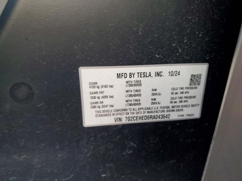 Aukcja sprzedaży 2024 Tesla Cybertruck, vin: 7G2CEHED9RA043642, numer aukcji: 76811885