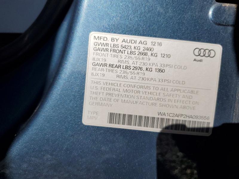 Продажа на аукционе авто 2017 Audi Q5, vin: WA1C2AFP2HA093556, номер лота: 75498545