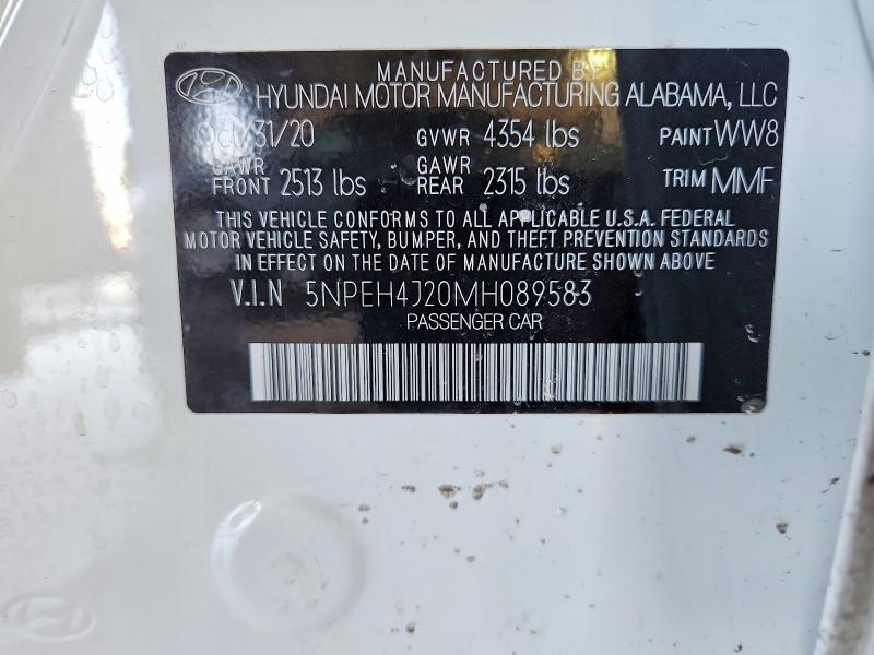 2021 Hyundai Sonata მანქანა იყიდება აუქციონზე, vin: 5NPEH4J20MH089583, აუქციონის ნომერი: 78162945