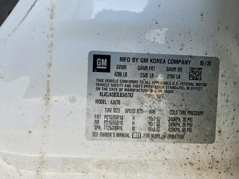 Aukcja sprzedaży 2020 Buick Encore, vin: KL4CJASB3LB345783, numer aukcji: 76289875