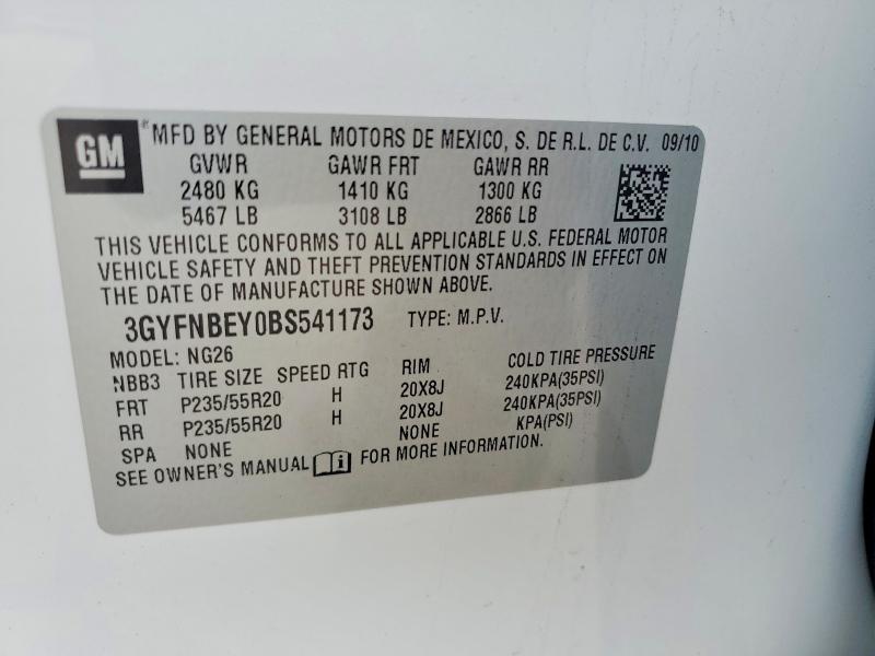 75021195 :رقم المزاد ، 3GYFNBEY0BS541173 vin ، 2011 Cadillac Srx مزاد بيع