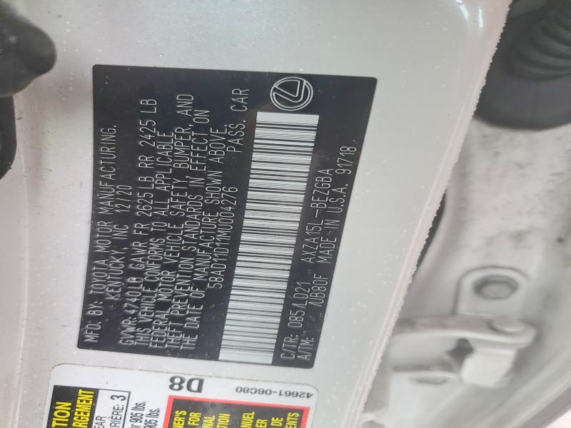 46158556 :رقم المزاد ، 58AD11D11MU004276 vin ، 2021 Lexus Es 250 مزاد بيع