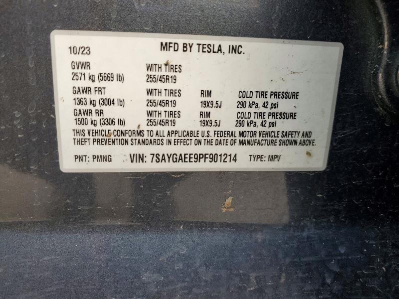 2023 Tesla Model Y მანქანა იყიდება აუქციონზე, vin: 7SAYGAEE9PF901214, აუქციონის ნომერი: 75043135