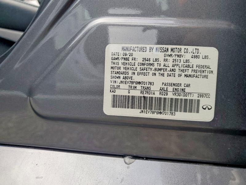 Aukcja sprzedaży 2021 Infiniti Q50, vin: JN1EV7BP6MM701783, numer aukcji: 77386305