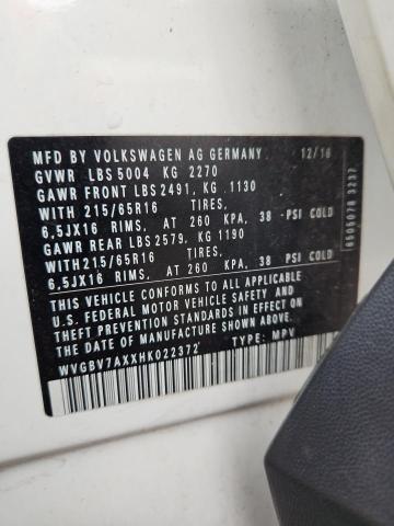 73389255 :رقم المزاد ، WVGBV7AXXHK022372 vin ، 2017 Volkswagen Tiguan مزاد بيع