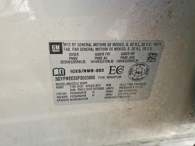Продажа на аукционе авто 2015 Cadillac Srx, vin: 3GYFNEE33FS603886, номер лота: 77085555