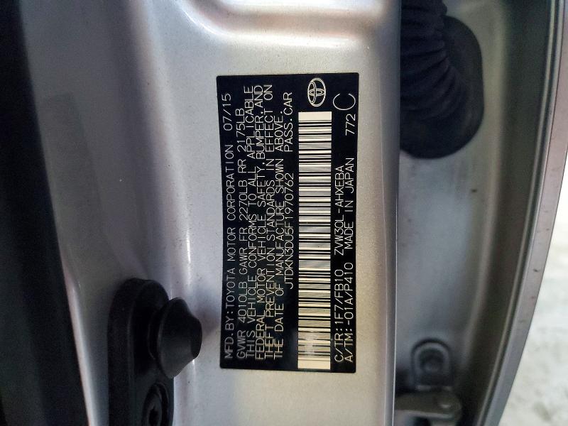 74851705 :رقم المزاد ، JTDKN3DU5F1970762 vin ، 2015 Toyota Prius مزاد بيع