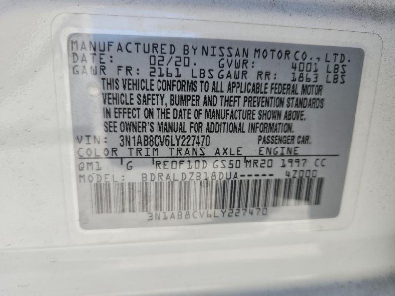78508275 :رقم المزاد ، 3N1AB8CV6LY227470 vin ، 2020 Nissan Sentra مزاد بيع