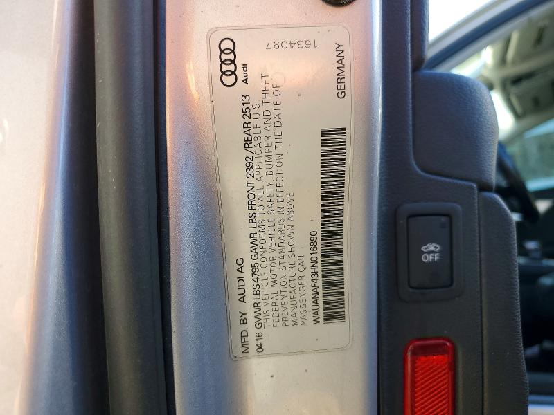 Продажа на аукционе авто 2017 Audi A4, vin: WAUANAF43HN016890, номер лота: 77704515
