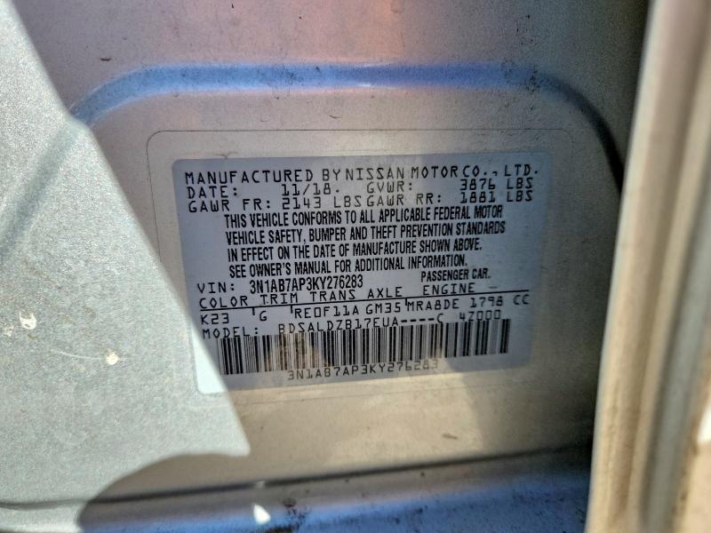 Aukcja sprzedaży 2019 Nissan Sentra, vin: 3N1AB7AP3KY276283, numer aukcji: 78181935