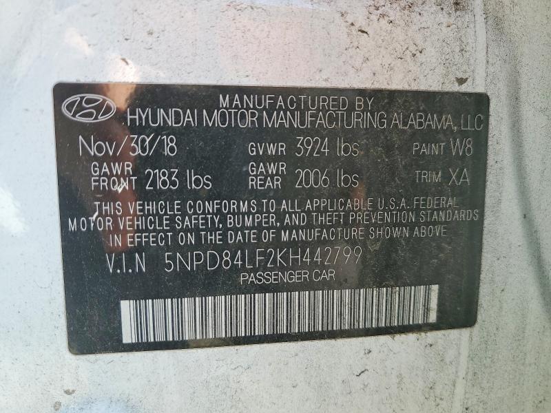 Aukcja sprzedaży 2019 Hyundai Elantra, vin: 5NPD84LF2KH442799, numer aukcji: 76218445