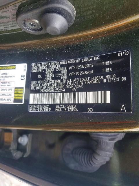 75146075 :رقم المزاد ، 2T2HZMDA8LC232144 vin ، 2020 Lexus Rx 350 مزاد بيع