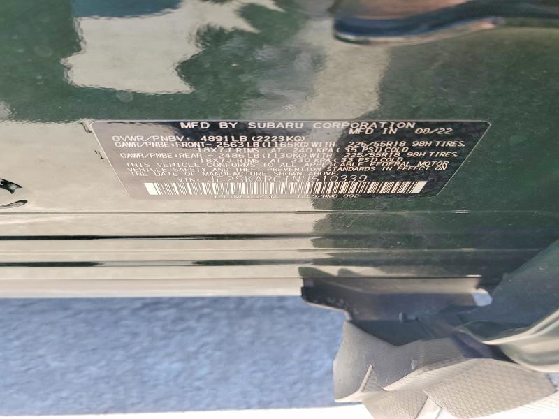 Aukcja sprzedaży 2022 Subaru Forester, vin: JF2SKARC1NH510339, numer aukcji: 77458735