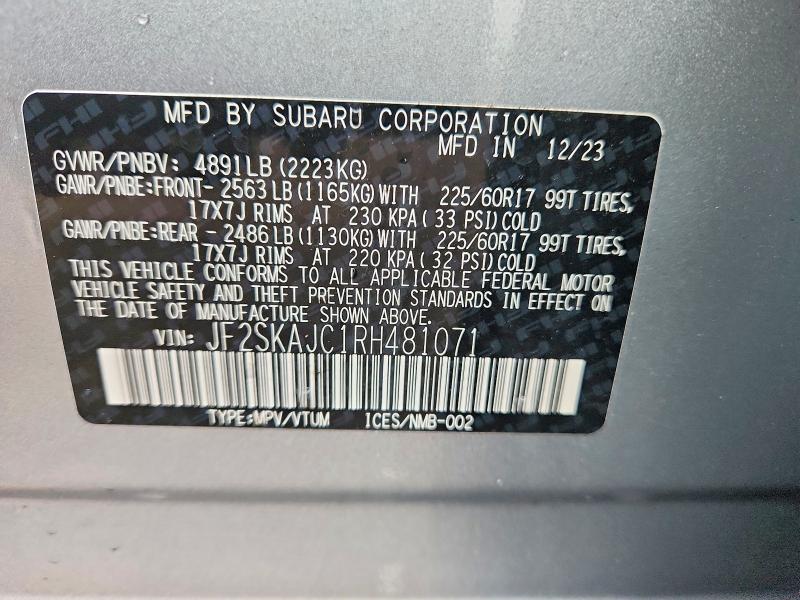 Продажа на аукционе авто 2024 Subaru Forester, vin: JF2SKAJC1RH481071, номер лота: 77609635