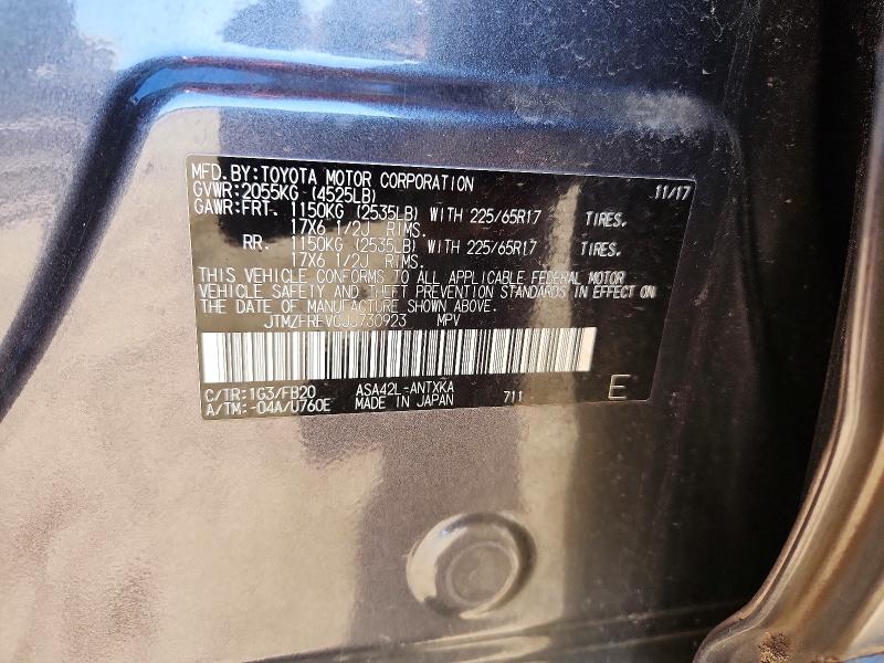 78868995 :رقم المزاد ، JTMZFREV0JJ730923 vin ، 2018 Toyota Rav4 مزاد بيع