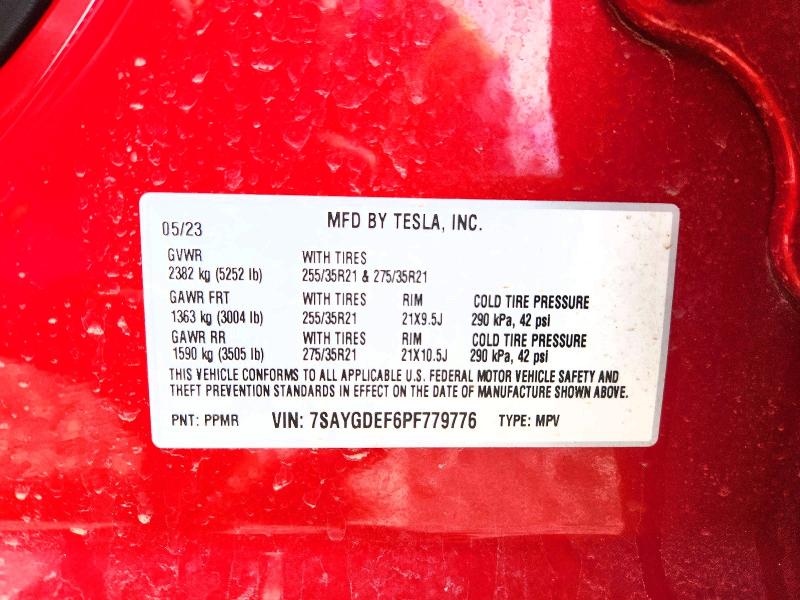 Продаж на аукціоні авто 2023 Tesla Model Y, vin: 7SAYGDEF6PF779776, номер лоту: 77893705