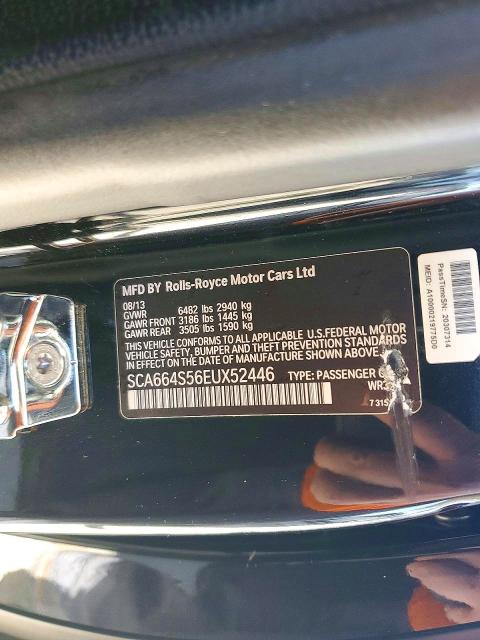 75339065 :رقم المزاد ، SCA664S56EUX52446 vin ، 2014 Rolls-royce Ghost مزاد بيع