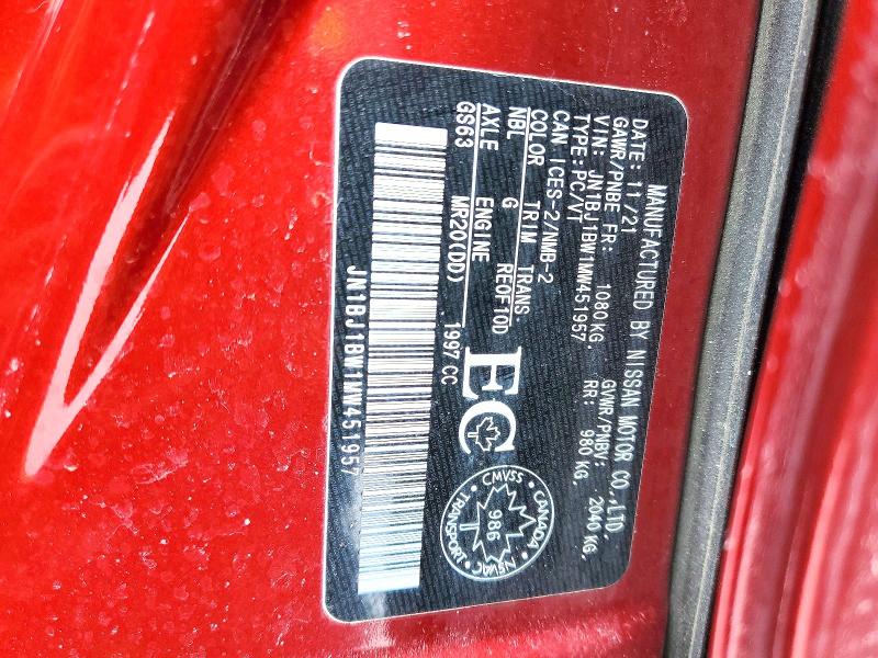 Aukcja sprzedaży 2021 Nissan Rogue Sport, vin: JN1BJ1BW1MW451957, numer aukcji: 76119045
