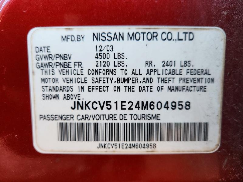 Продажа на аукционе авто 2004 Infiniti G35, vin: JNKCV51E24M604958, номер лота: 76991555