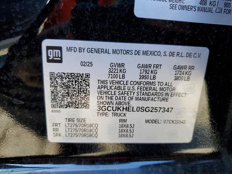 2025 Chevrolet Silverado მანქანა იყიდება აუქციონზე, vin: 3GCUKHEL0SG257347, აუქციონის ნომერი: 78187075