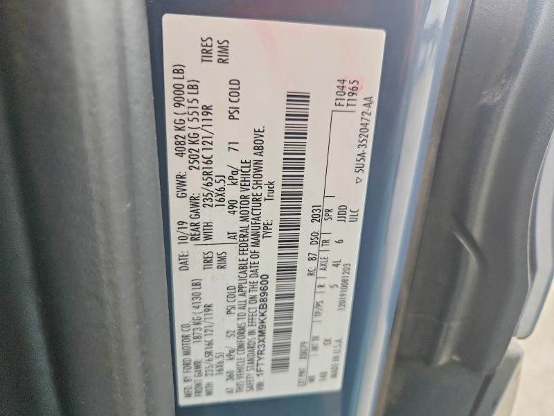 Продаж на аукціоні авто 2019 Ford Transit, vin: 1FTYR3XM9KKB89600, номер лоту: 74016295