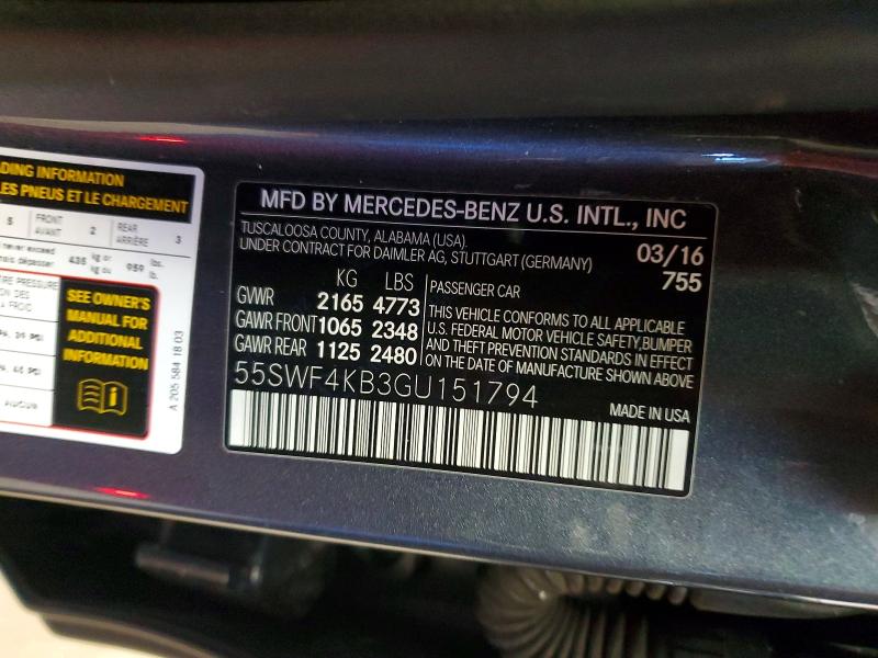 Продажа на аукционе авто 2016 Mercedes-benz C, vin: 55SWF4KB3GU151794, номер лота: 77022125