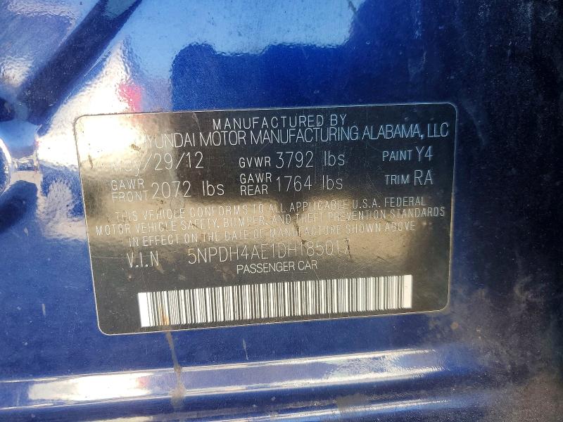 Продаж на аукціоні авто 2013 Hyundai Elantra, vin: 5NPDH4AE1DH185017, номер лоту: 78508085