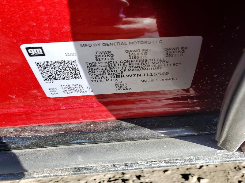 Продаж на аукціоні авто 2022 Buick Enclave, vin: 5GAERBKW7NJ115545, номер лоту: 76455655