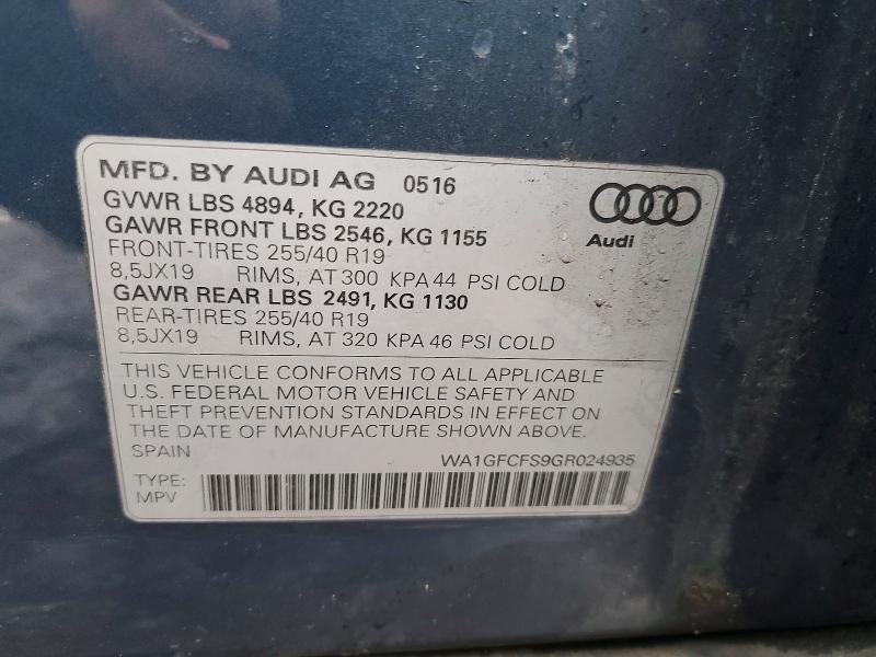 Продаж на аукціоні авто 2016 Audi Q3, vin: WA1GFCFS9GR024935, номер лоту: 78504795