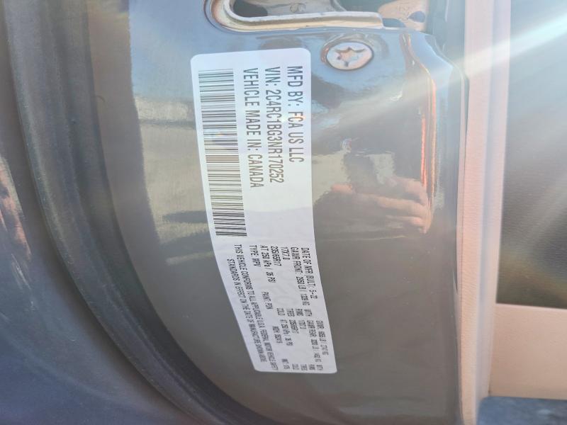 77907595 :رقم المزاد ، 2C4RC1BG3NR170252 vin ، 2022 Chrysler Pacifica مزاد بيع