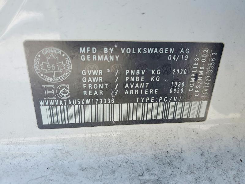 Aukcja sprzedaży 2019 Volkswagen Golf R, vin: WVWVA7AU5KW173333, numer aukcji: 75743075