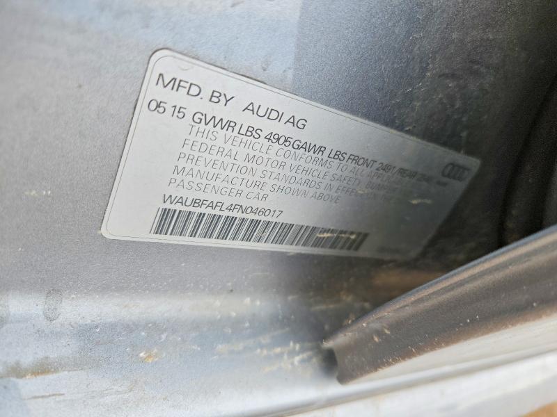 2015 Audi A4 მანქანა იყიდება აუქციონზე, vin: WAUBFAFL4FN046017, აუქციონის ნომერი: 78642545