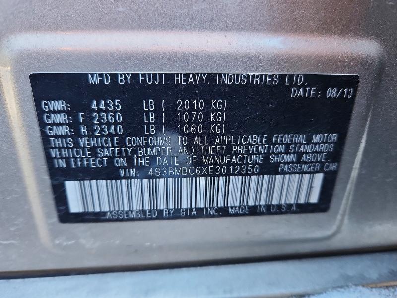 Aukcja sprzedaży 2014 Subaru Legacy, vin: 4S3BMBC6XE3012350, numer aukcji: 77461805