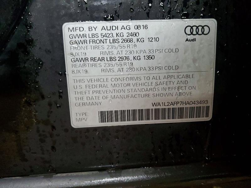 74782675 :رقم المزاد ، WA1L2AFP7HA043493 vin ، 2017 Audi Q5 مزاد بيع
