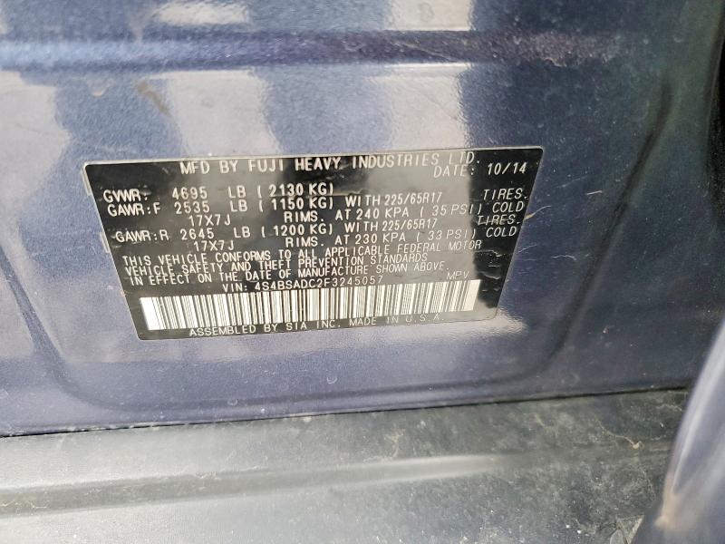 76134755 :رقم المزاد ، 4S4BSADC2F3245057 vin ، 2015 Subaru Outback مزاد بيع