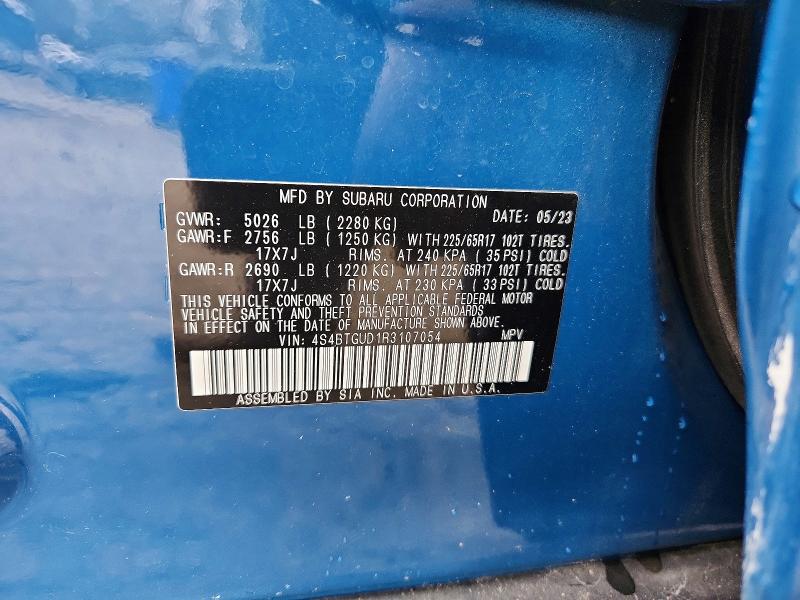 Продажа на аукционе авто 2024 Subaru Outback, vin: 4S4BTGUD1R3107054, номер лота: 77561305