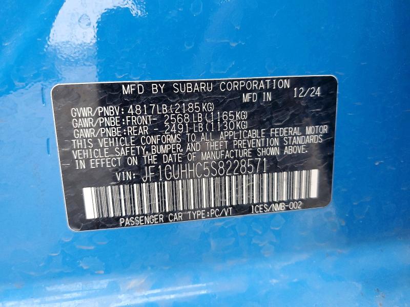 78580315 :رقم المزاد ، JF1GUHHC5S8228571 vin ، 2025 Subaru Impreza مزاد بيع