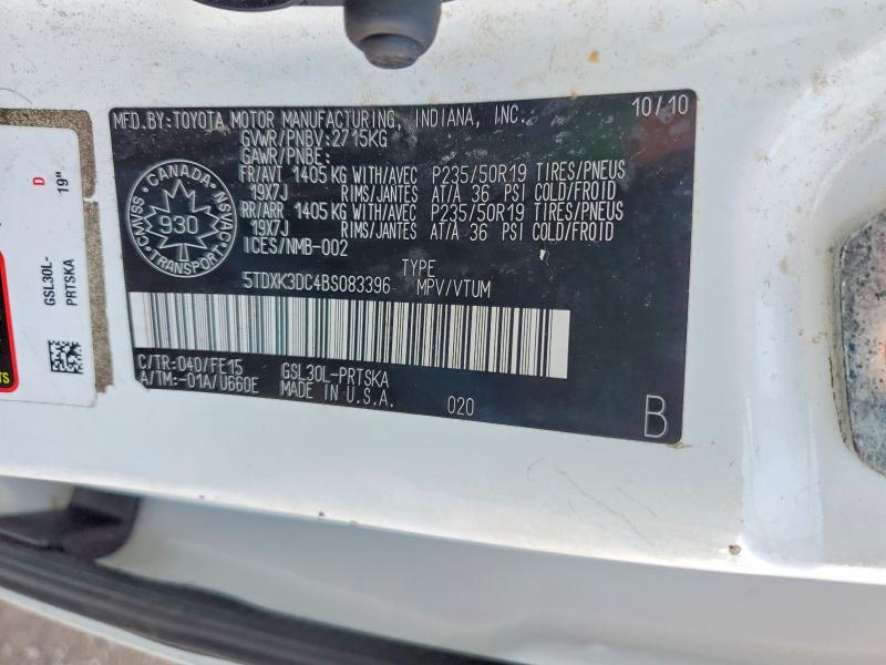 Aukcja sprzedaży 2011 Toyota Sienna, vin: 5TDXK3DC4BS083396, numer aukcji: 78860855
