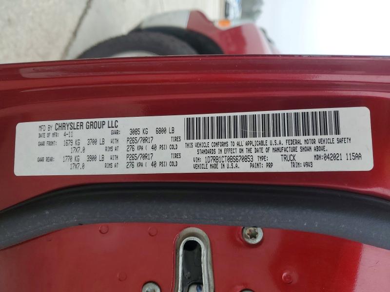 Продажа на аукционе авто 2011 Dodge Ram 1500, vin: 1D7RB1CT0BS670853, номер лота: 73203205