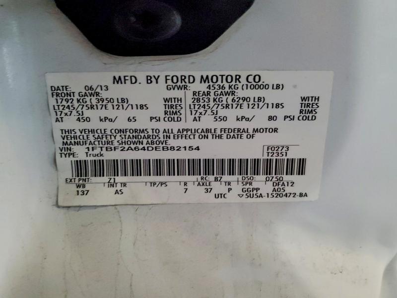 78128245 :رقم المزاد ، 1FTBF2A64DEB82154 vin ، 2013 Ford F250 Super Duty مزاد بيع