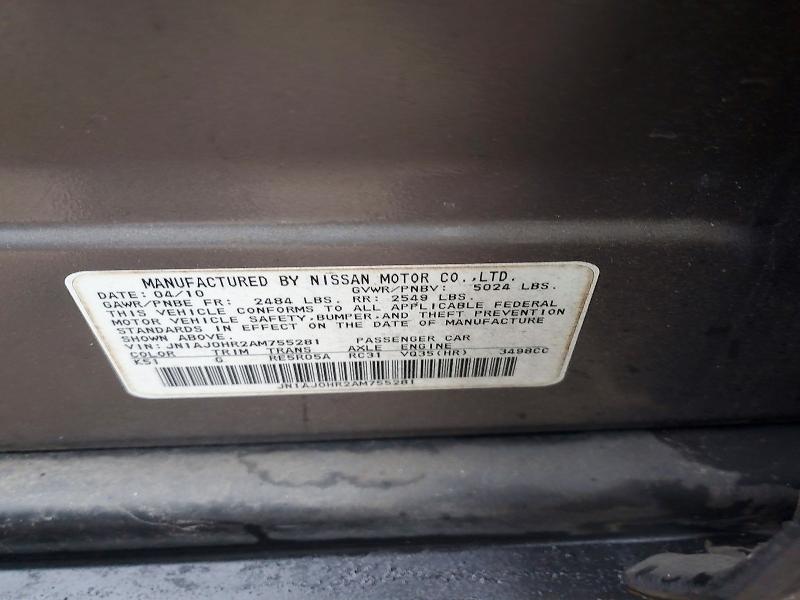 Продаж на аукціоні авто 2010 Infiniti Ex35, vin: JN1AJ0HR2AM755281, номер лоту: 75836655