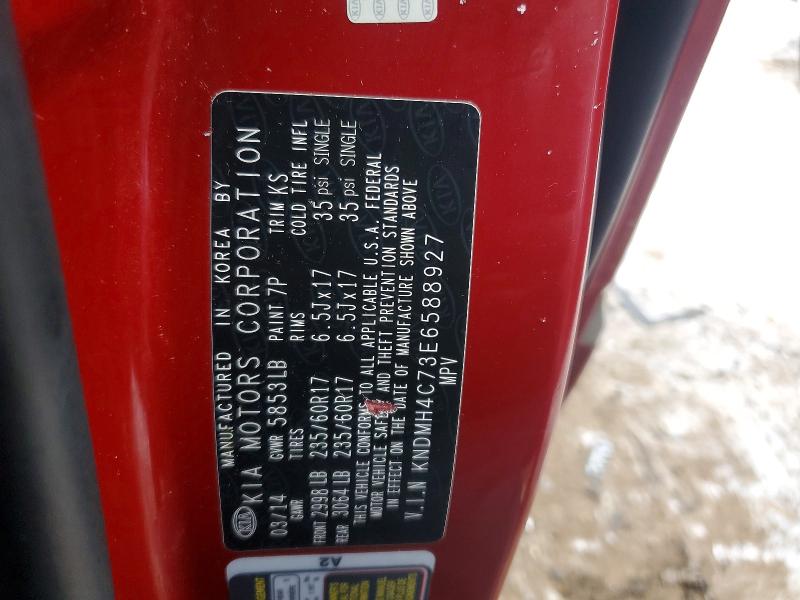 Aukcja sprzedaży 2014 Kia Sedona, vin: KNDMH4C73E6588927, numer aukcji: 75736825