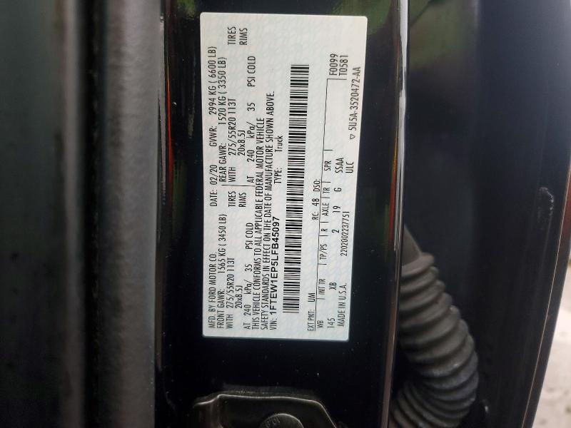 Продажа на аукционе авто 2020 Ford F150, vin: 1FTEW1EP5LFB45097, номер лота: 78063675