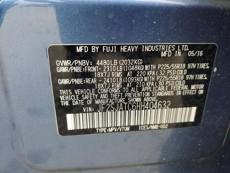 78334035 :رقم المزاد ، JF2SJATC6HH404632 vin ، 2017 Subaru Forester مزاد بيع