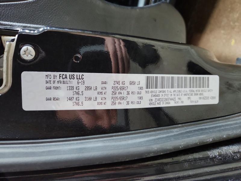 2019 Dodge Grand Caravan მანქანა იყიდება აუქციონზე, vin: 2C4RDGEG9KR744425, აუქციონის ნომერი: 78005355